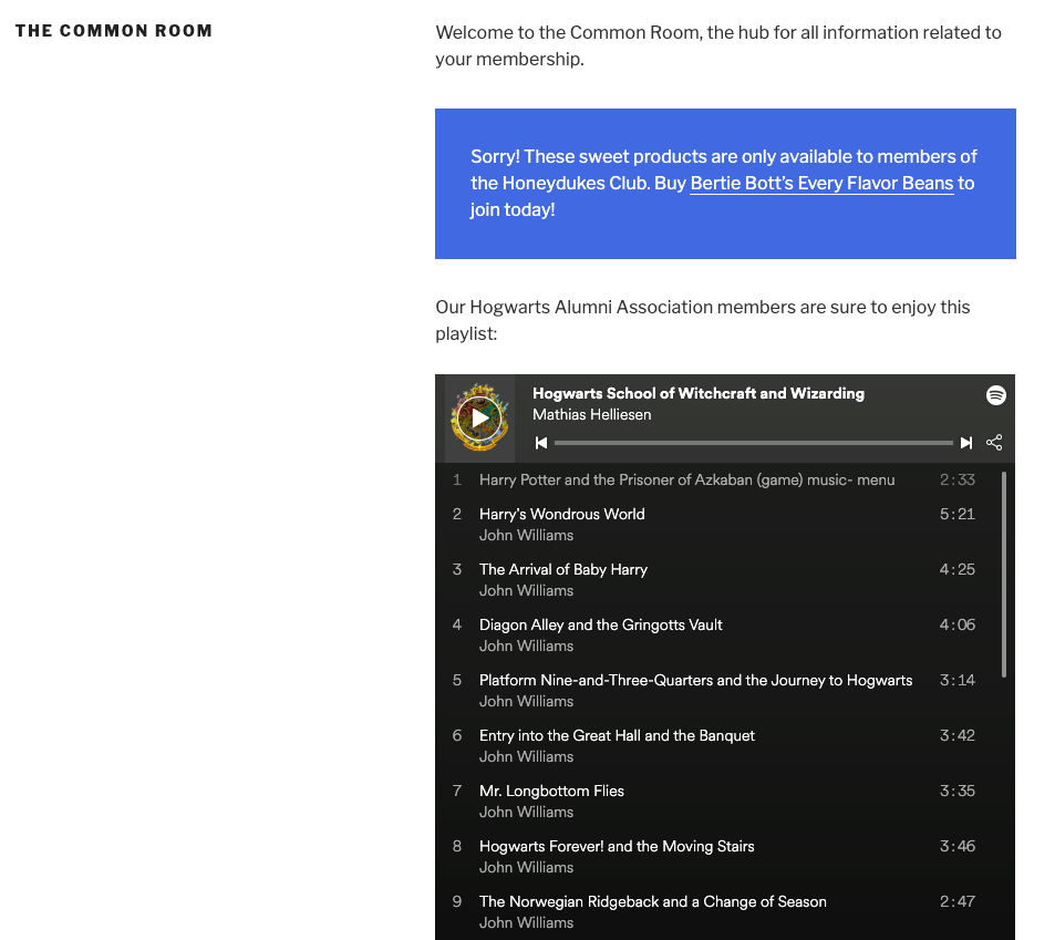 Viewing the member home page as a member of one plan.