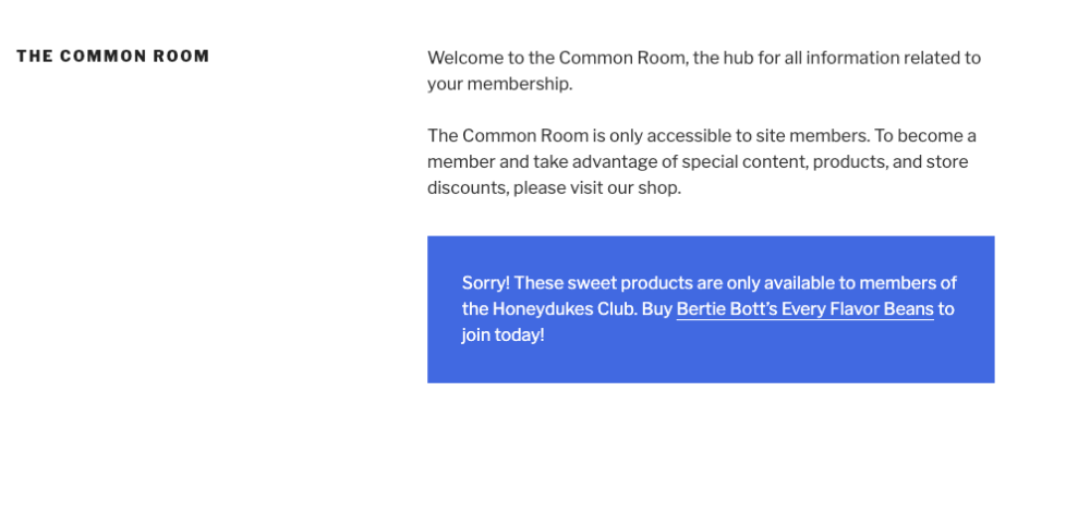 Viewing the member home page as a non-member.